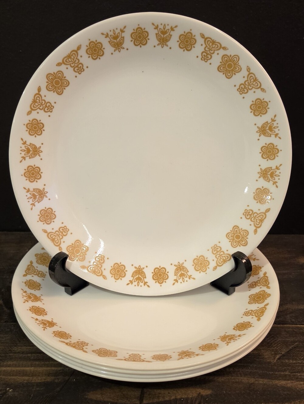Set of 5 Vintage Corelle Butterfly Gold 8.5" Luncheon Salad Plates Corning